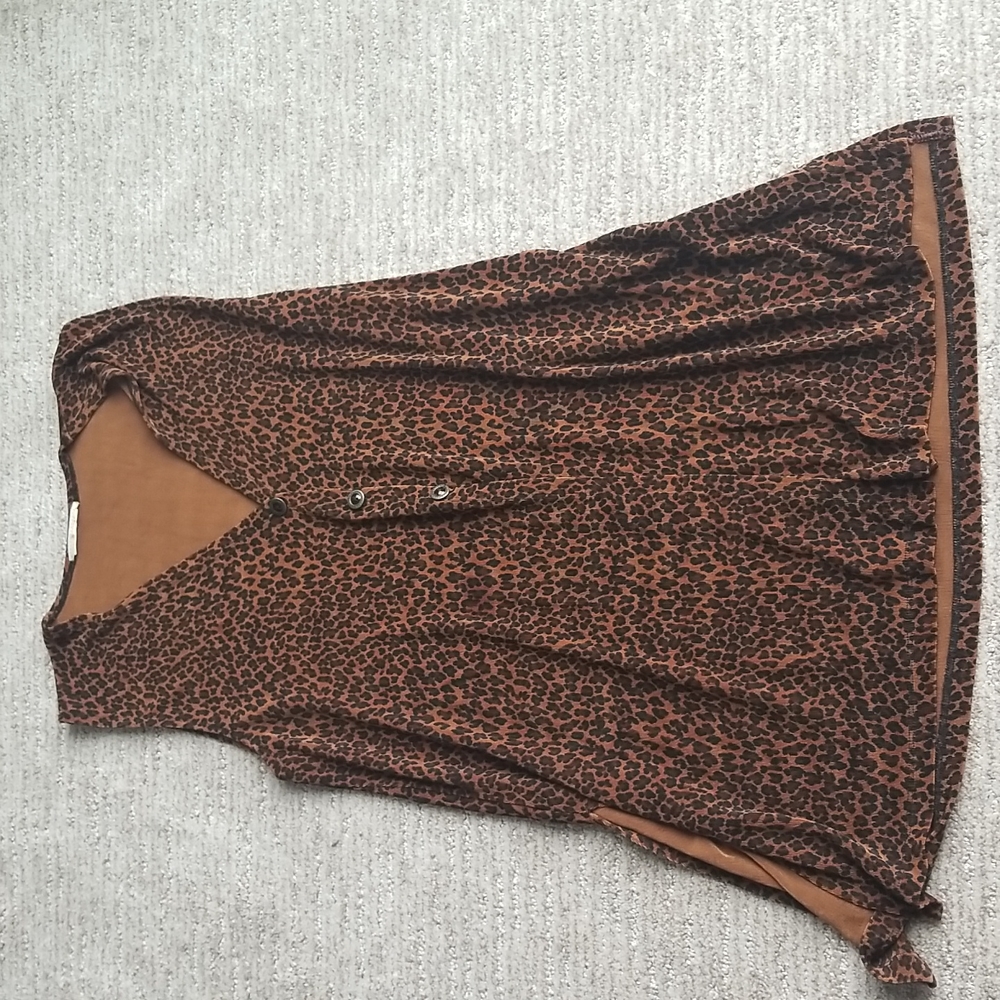 (M) Long Slinky Animal Print Vest Unique Statement Staple Button Down Sleeveless